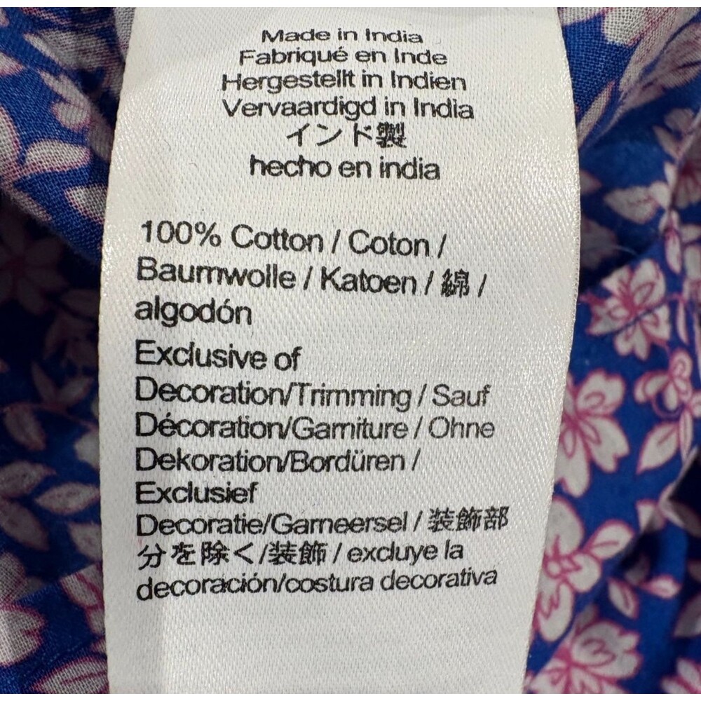 J CREW SHIRT Womens Small Blue Pink Spring Floral Print Ruffle Lace Long Sleeve - Picture 8 of 8